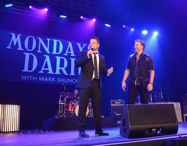 Mark Shunock and James Mulligan during the second anniversary of “Mondays Dark” at the Joint on Monday, Dec. 14, 2015, in the Hard Rock Hotel.