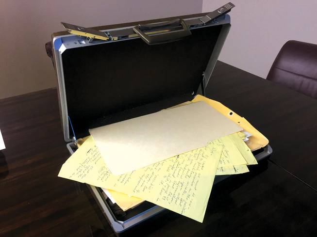 This briefcase, filled with correspondence between Bob Maheu and Howard Hughes, was given to Hank Greenspun for safe keeping.