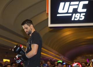 Welterweight challenger Carlos Condit gets ready for a workout at the MGM Grand Wednesday, Dec. 30, 2015. UFC 195 takes place Saturday at the MGM Grand Garden Arena.