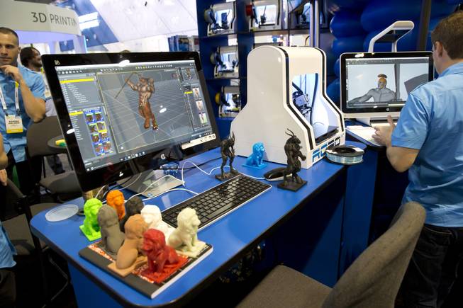 3D printed figures are seen at the Robo3D booth at CES Wed. Jan 6, 2016.