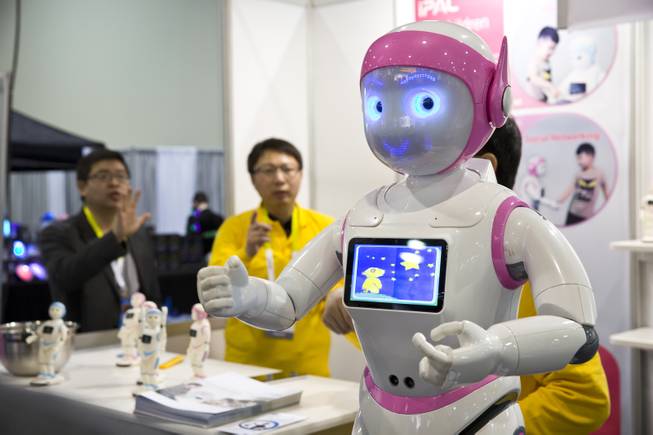 iPal, an educational campanion robot for childern, is seen during CES, Wed. Jan 6, 2016.