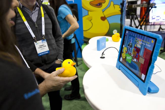 Edward, the interactive rubber ducky, is on display during CES, Wed. Jan 6, 2016.
