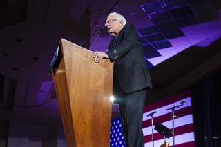 Democratic presidential candidate and U.S. Senator Bernie Sanders speaks at a rally in the Tropicana Hotel in Las Vegas, Nev. on Wednesday, Jan. 6, 2016.