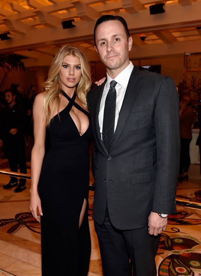 Charlotte McKinney, with Wynn Las Vegas Vice President of Operations Sean Christie, hosts the grand opening of Encore Players Club on Wednesday, Jan. 6, 2016, at Encore.