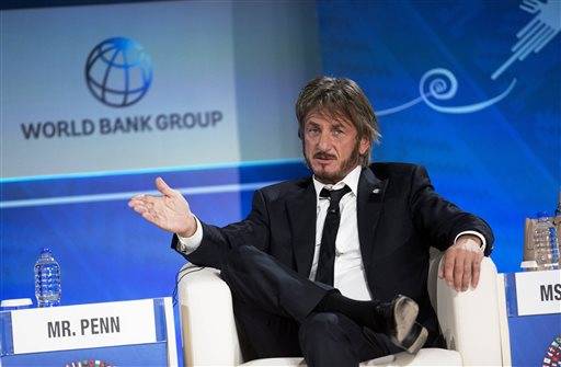 In this Oct. 8, 2015 file photo, Sean Penn speaks during a forum with young entrepreneurs during the IMF and World Bank annual meeting in Lima, Peru. Late Saturday, Jan. 9, 2016, Rolling Stone magazine published an interview that Guzman apparently gave to Penn in his hideout in Mexico months before his recapture. In the article and interview, Penn describes the complicated measures he took to meet the legendary drug lord.