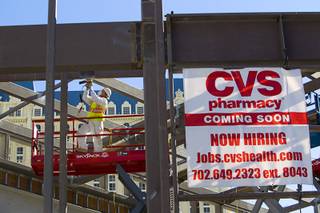 Construction continues on a CVS pharmacy on the Las Vegas Strip between Bally's and Paris Las Vegas Monday, Jan. 11, 2016.
