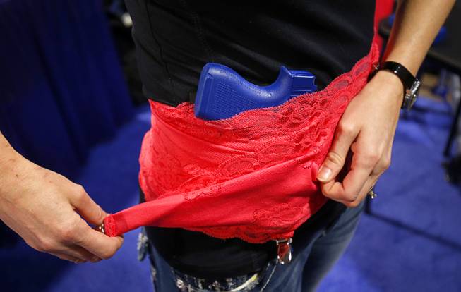 The LethalLace system for concealed carry is displayed during the SHOT (Shooting, Hunting and Outdoor Trade) Show at the Sands Expo Tuesday, Jan. 19, 2016.