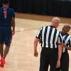 Referees discuss a technical foul on Findlay Prep as they battle Bishop Gorman during basketball at the South Point Casino on Saturday, January 23, 2016.