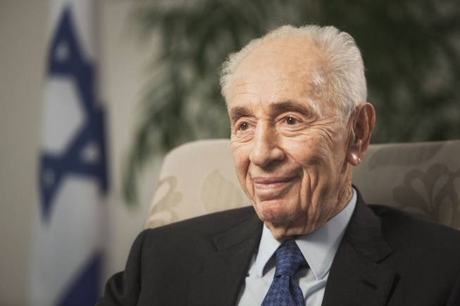 Former Israeli President Shimon Peres speaks in November during an interview with The Associated Press in Jerusalem.