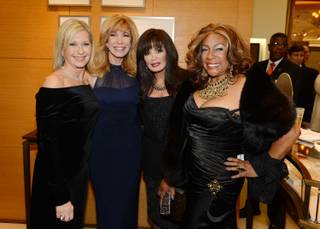 Flamingo headliner singer Olivia Newton-John, left, with Leeza Gibbons, Marie Osmond and Mary Wilson, is honored as Nevada Ballet Theatre Woman of the Year at the Black & White Ball on Saturday, Jan. 23, 2016, at Wynn Las Vegas.