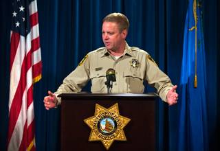 Undersheriff Kevin McMahill speaks with media Tuesday, Jan. 26, 2016, about the officer-involved shooting with suspect Kahleal Black on Jan. 22 in the 3600 block of South Las Vegas Boulevard.