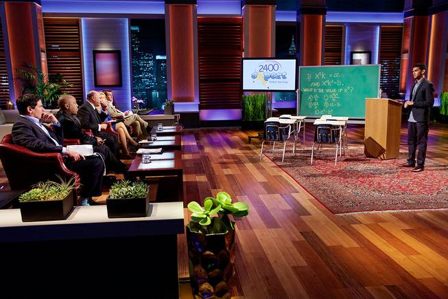 College student and entrepreneur Shaan Patel of Las Vegas delivers a pitch on an episode of "Shark Tank," which airs Friday, Jan. 29, 2016 on ABC.