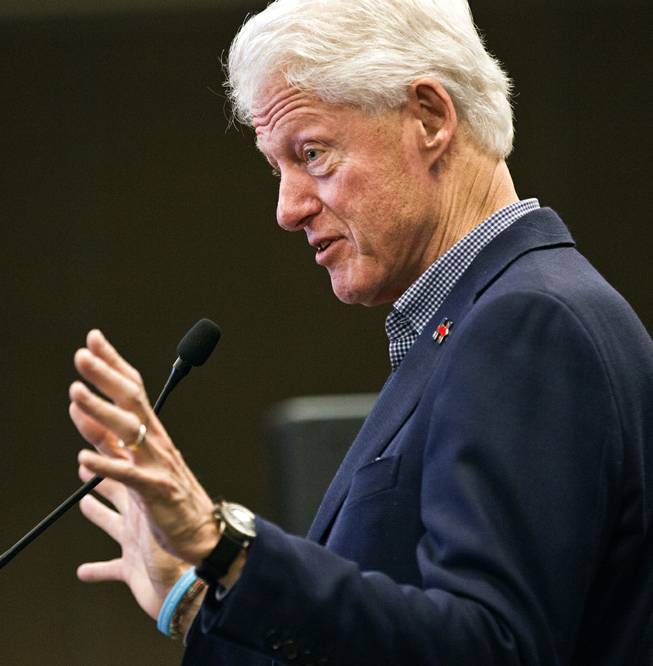 Former President Bill Clinton speaks to Hillary for Nevada canvassers at the Plumbers & Pipefitters Local No 525 on Saturday, February 6 2016.