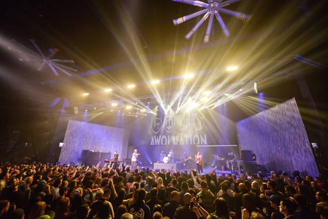 Awolnation performs during the grand opening of the Foundry on Friday, Feb. 5, 2016, at SLS Las Vegas.