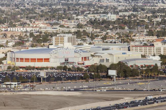 The exterior of Thomas & Mack Center as seen from Rivea at Delano Las Vegas on Feb. 2, 2016.
