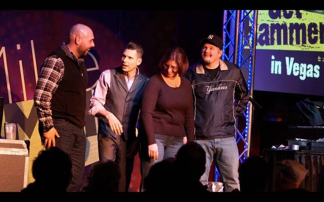 Comedian and magician Mike Hammer, second from left, headlines at the Four Queens downtown.