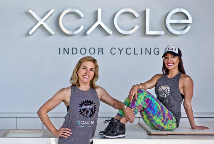 Ginger Melien and Jennifer Barnet of XCYCLE at Boca Park will be ready to officially open in several weeks.
