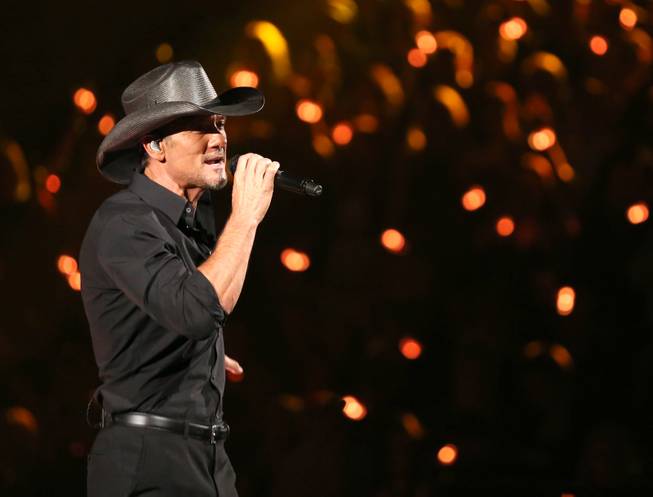 Tim McGraw performs during the 51st annual Academy of Country Music Awards on Sunday, April 3, 2016, at MGM Grand Garden Arena.