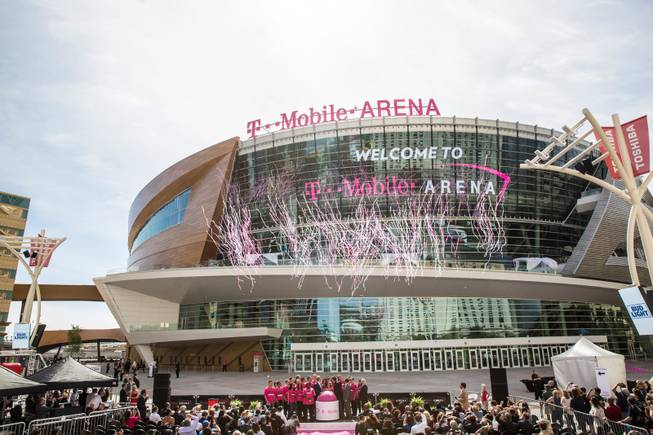 A press conference with arena officials is held during the T-Mobile Arena's opening day celebration, Wed. April 6, 2016.