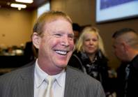 Oakland Raiders owner Mark Davis leaves a meeting of the Southern Nevada Tourism Infrastructure Committee on Thursday, April 28, 2016, at UNLV.