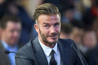 Soccer star David Beckham attends a meeting of the Southern Nevada Tourism Infrastructure Committee on Thursday, April 28, 2016, at UNLV.