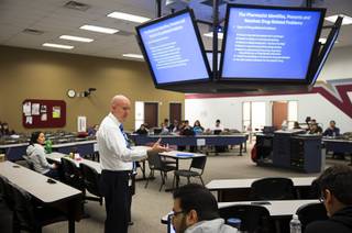 Michael DeYoung, professor of pharmacy, teaches a class at the Roseman University of Health Sciences in Henderson Tuesday, May 3, 2016. DeYoung is also vice president for Student Services.