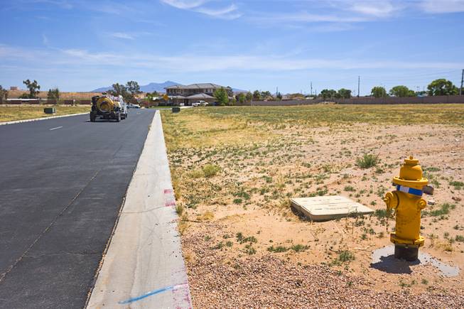 Vacant land is shown in the Valley Heights by Elation Homes subdivision Wednesday, May 4, 2016, in Moapa Valley. The large home at the end of the street was built by Southwest Homes, the original developer of the subdivision.