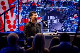 Dave Grohl of The Foo Fighters interviews Planet Hollywood headliner Lionel Richie, pictured here, on Thursday, May 5, 2016, at Axis at Planet Hollywood for Sirius XM Radio.