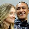 Ashton Eaton, right, and his wife, Brianne Theisen-Eaton, participate in a news conference Feb. 18, 2016, in New York. Ashton hopes to defend his Olympic decathlon title at the Rio de Janeiro Games for the U.S., while Brianne goes for gold in the heptathlon for Canada.