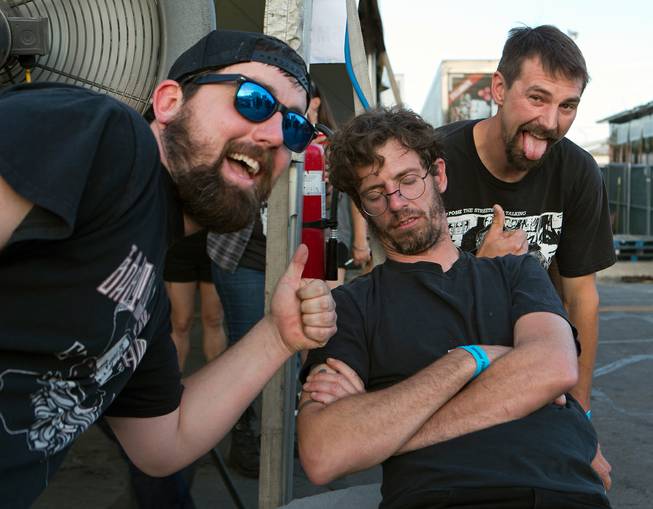 A napping attendee is an easy mark for jokes during the Punk Rock Bowling & Music Festival in Downtown Las Vegas on Saturday, May 28, 2016.