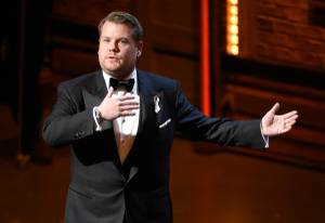James Corden appears onstage Sunday, June 12, 2016, at the Tony Awards at the Beacon Theatre in New York.