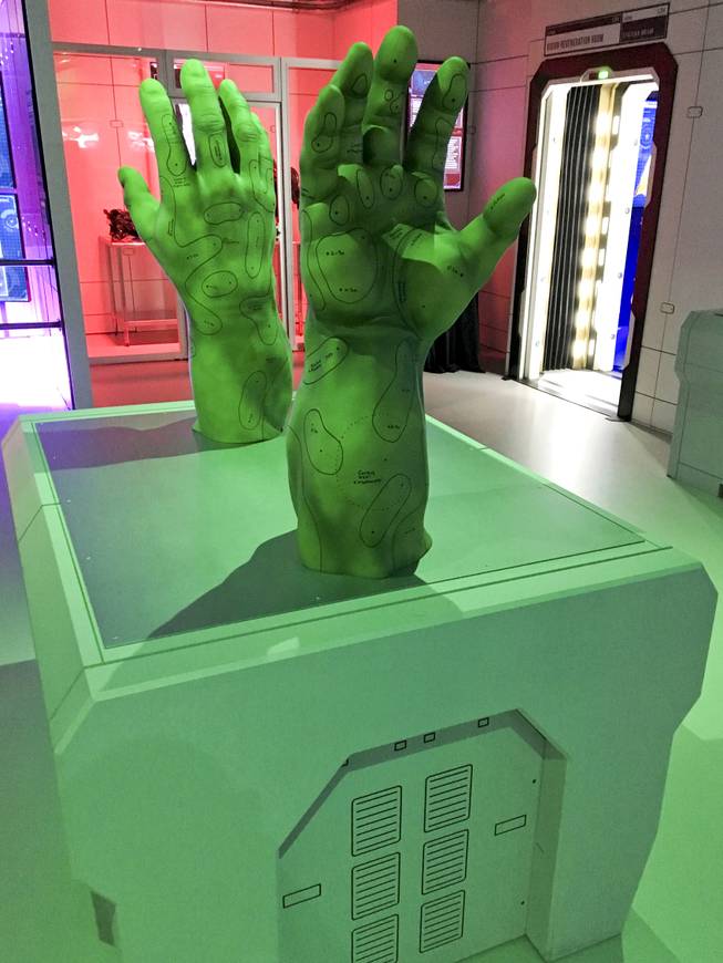 Hulk hands display at the Marvel’s Avengers STATION, an immersive exhibit that takes visitors on a journey through the Avengers superhero franchise, Tuesday, June 14, 2016, at Treasure Island.