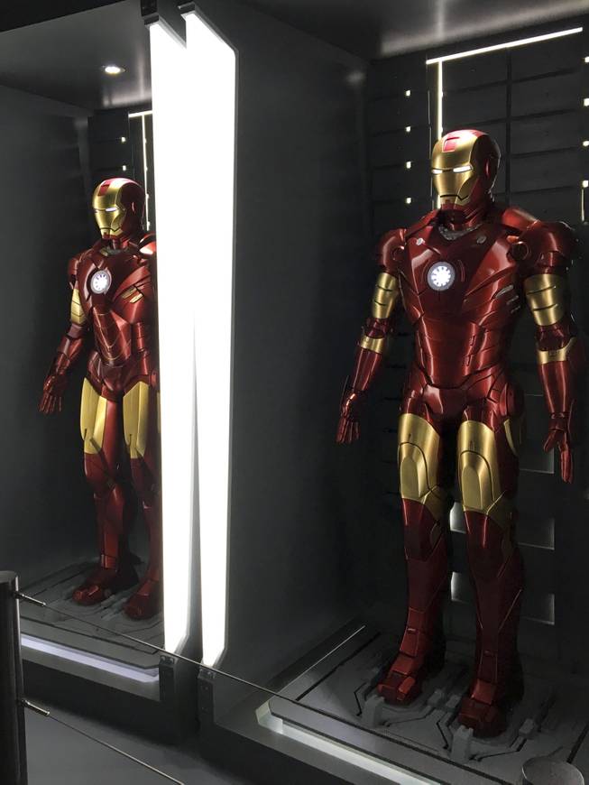 An Iron Man suit display at the Marvel’s Avengers STATION, an immersive exhibit that takes visitors on a journey through the Avengers superhero franchise, Tuesday, June 14, 2016, at Treasure Island.