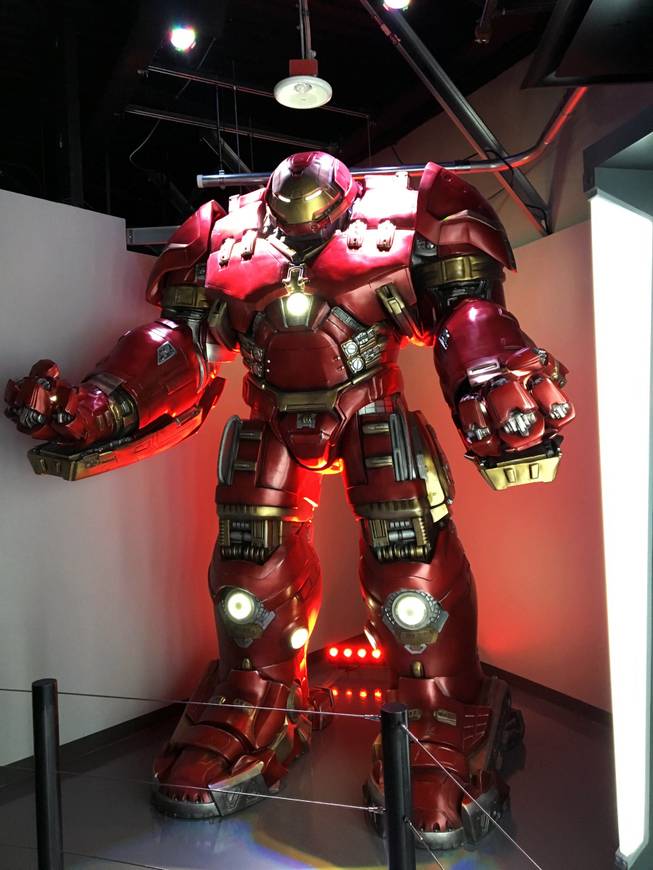 Iron Man suit display at the Marvel’s Avengers STATION, an immersive exhibit that takes visitors on a journey through the Avengers superhero franchise, Tuesday, June 14, 2016, at Treasure Island.