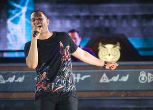 John Legend performs with Tiesto during the third night of the Electric Daisy Carnival on Sunday, June 19, 2016, at Las Vegas Motor Speedway.