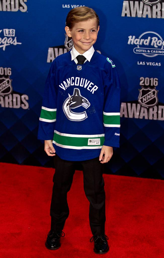 Young actor Jacob Tremblay poses on the Red Carpet leading up to the 2016 NHL Awards at The Joint inside the Hard Rock Hotel and Casino on Wednesday, June 22, 2016.