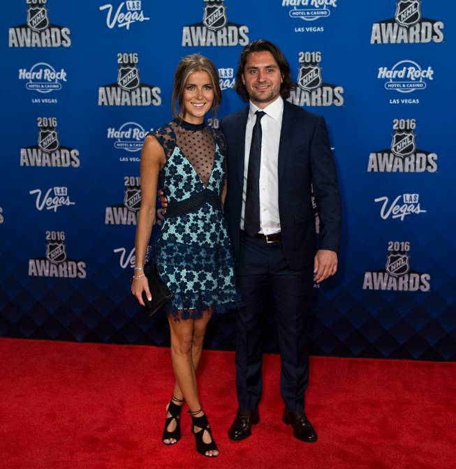 Mats Zuccarello is joined by Nina Sandbech on the Red Carpet leading up to the 2016 NHL Awards at The Joint inside the Hard Rock Hotel and Casino on Wednesday, June 22, 2016.