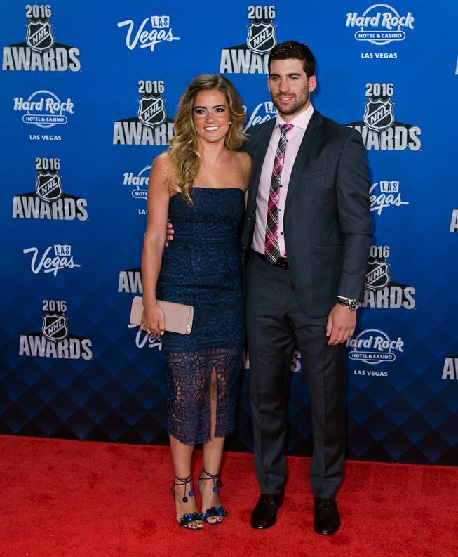 Aryne Fuller with John Tavares stand on the Red Carpet leading up to the 2016 NHL Awards at The Joint inside the Hard Rock Hotel and Casino on Wednesday, June 22, 2016.