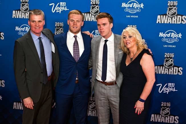 Connor McDavis (second on right) is joined by family on the Red Carpet leading up to the 2016 NHL Awards from The Joint within the Hard Rock Hotel and Casino on Wednesday, June 22, 2016.