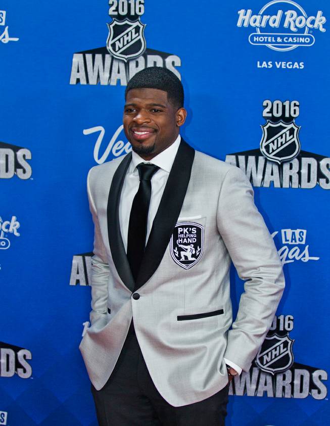 P.K. Subban poses for photographers on the Red Carpet leading up to the 2016 NHL Awards from The Joint within the Hard Rock Hotel and Casino on Wednesday, June 22, 2016.