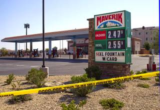 A view of the Maverik gas station at Bermuda Road and Cactus Avenue after a fatal shooting Sunday, June 26, 2016. 
