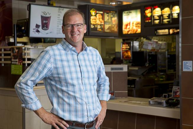 Tony Broadbent poses in his McDonald's restaurant at Buffalo Drive and Charleston Boulevard Monday, June 27, 2016. Broadbent, who started working at McDonald's when he was 16 years old, is now a franchise owner with three locations in the valley. 