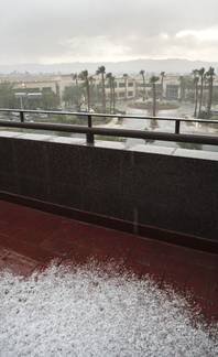 Hail stones as large as 2 inches in diameter were reported Thursday, June, 30, 2016, during a Las Vegas area thunderstorm.