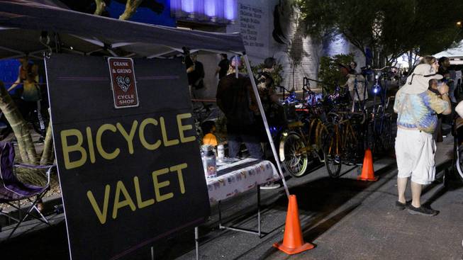 The Bicycle valet at First Friday at the Arts District in downtown Las Vegas, July 1, 2016.