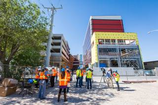 Press crews prepare to begin an under-construction media tour of the Lucky Dragon Hotel and Casino, 300 W. Sahara Ave., in Las Vegas, July 7, 2016.