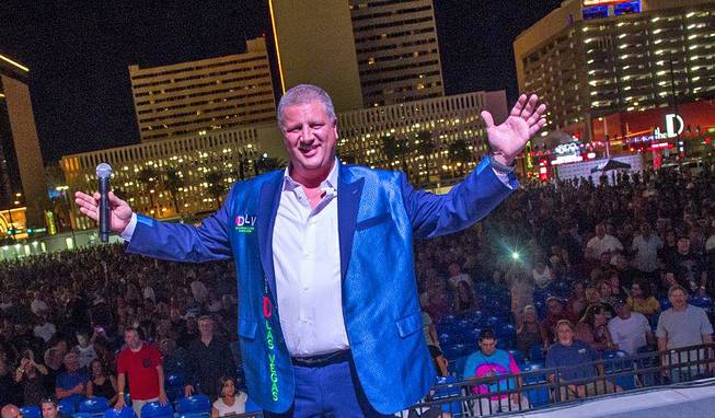 Derek Stevens appears onstage for a Boston concert Friday, July 15, 2016, at Downtown Las Vegas Events Center, which he owns. 