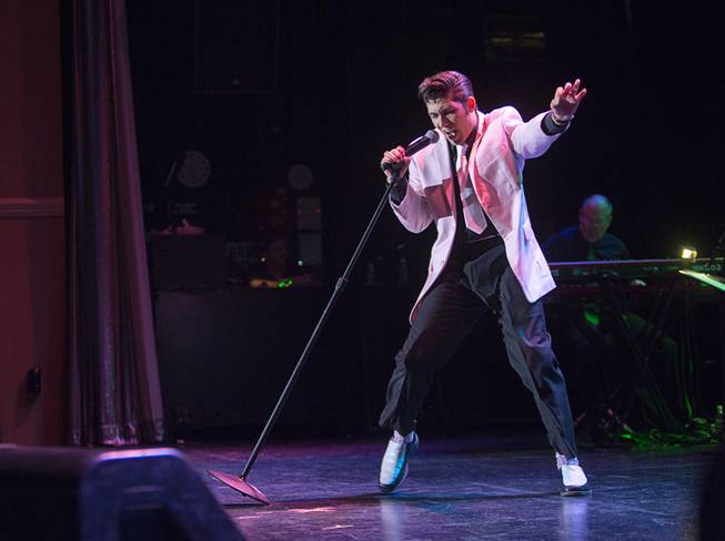 Jacob Roman of Glendale, Calif. performs during the finals of an Elvis Presley tribute artist contest, part of Images of the King: Las Vegas, an Elvis Festival, at Sam's Town Sunday, July 17, 2016. Roman has been performing as an Elvis tribute artist since he was nine years old, he said.