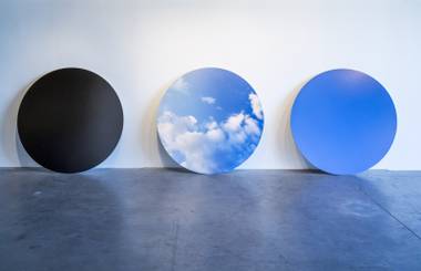 “Seattle Sky”, an artwork by Rebecca Cummins, is seen on display as part of the “Art and Science” exhibit at the CAC, Tuesday, July 19, 2016.