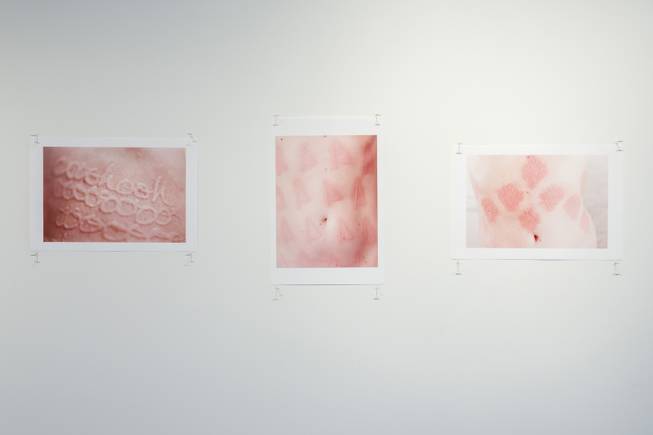 "Skin", an artwork by Arianna Page Russell, is seen on display as part of the "Art and Science" exhibit at the CAC, Tuesday, July 19, 2016.