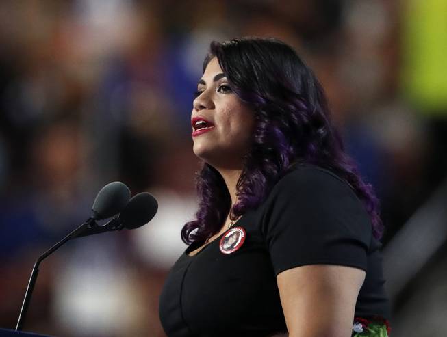 Astrid Silva speaks during the first day of the Democratic National Convention in Philadelphia on July 25, 2016. 